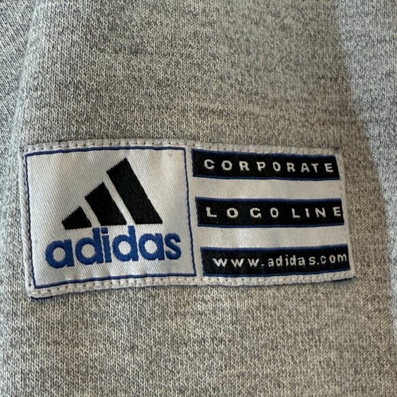 Vintage Adidas Logo Hoodie 90s Sweatshirt Pullover Gray USA Hooded Large - Picture 5 of 9